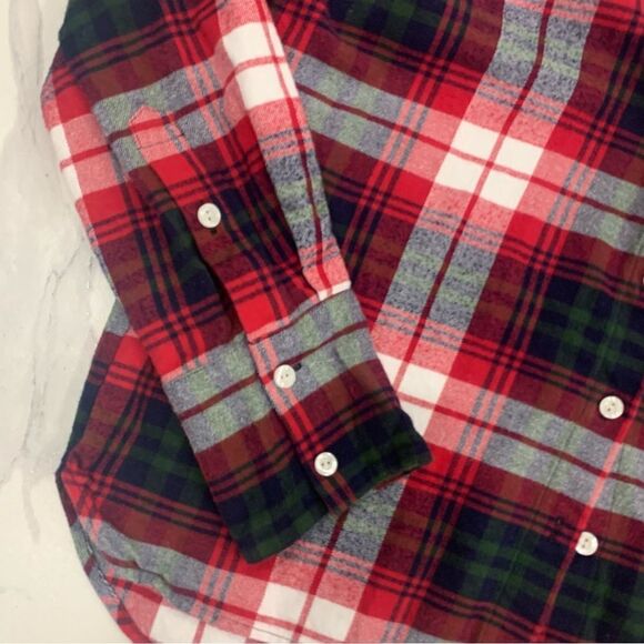 Reformation Women Plaid Flannel Button Up Shirt Size Small Red White Long Sleeve - Picture 8 of 9